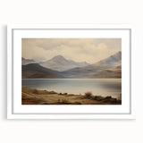 Vintage Landscape Art - Majestic Mountain and Lake View