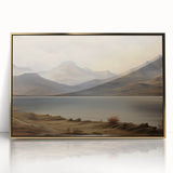 Vintage Landscape Art - Majestic Mountain and Lake View