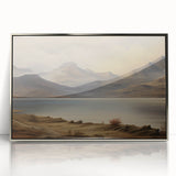 Vintage Landscape Art - Majestic Mountain and Lake View
