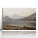 Vintage Landscape Art - Majestic Mountain and Lake View
