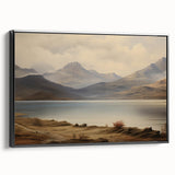 Vintage Landscape Art - Majestic Mountain and Lake View