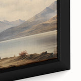 Vintage Landscape Art - Majestic Mountain and Lake View
