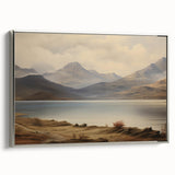 Vintage Landscape Art - Majestic Mountain and Lake View
