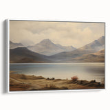 Vintage Landscape Art - Majestic Mountain and Lake View