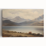 Vintage Landscape Art - Majestic Mountain and Lake View