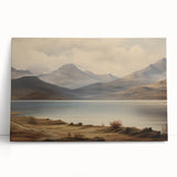 Vintage Landscape Art - Majestic Mountain and Lake View