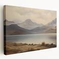 Vintage Landscape Art - Majestic Mountain and Lake View