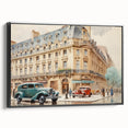 Vintage Cityscape Art - Paris Street with Classic Cars
