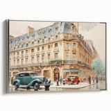 Vintage Cityscape Art - Paris Street with Classic Cars