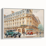 Vintage Cityscape Art - Paris Street with Classic Cars