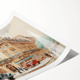 Vintage Cityscape Art - Paris Street with Classic Cars