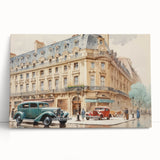 Vintage Cityscape Art - Paris Street with Classic Cars
