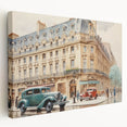 Vintage Cityscape Art - Paris Street with Classic Cars