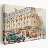 Vintage Cityscape Art - Paris Street with Classic Cars