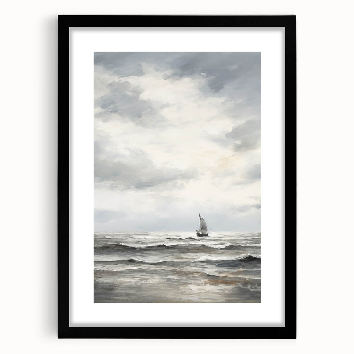 Stormy Seascape & Sailboat – Vintage Landscape Wall Art
