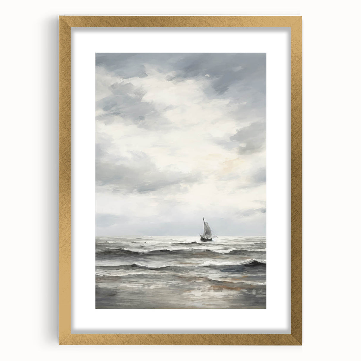 Stormy Seascape & Sailboat – Vintage Landscape Wall Art