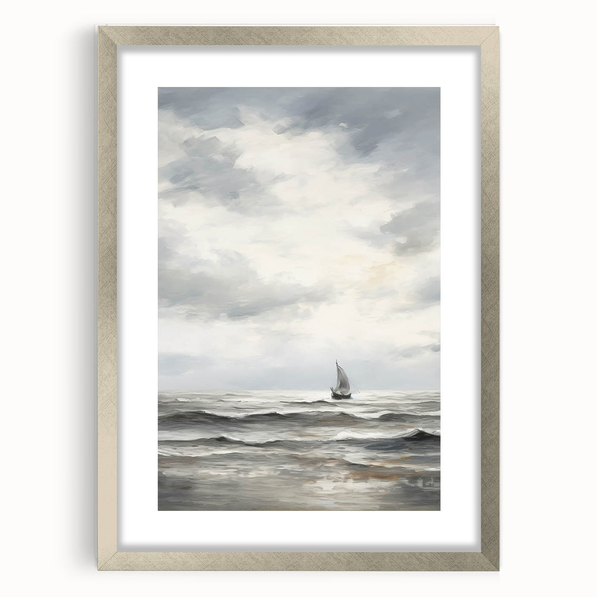 Stormy Seascape & Sailboat – Vintage Landscape Wall Art