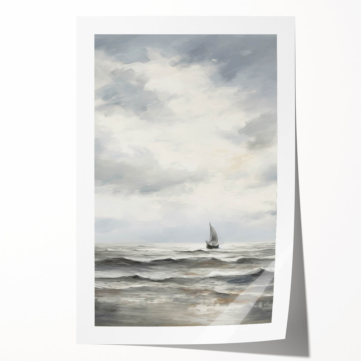 Stormy Seascape & Sailboat – Vintage Landscape Wall Art