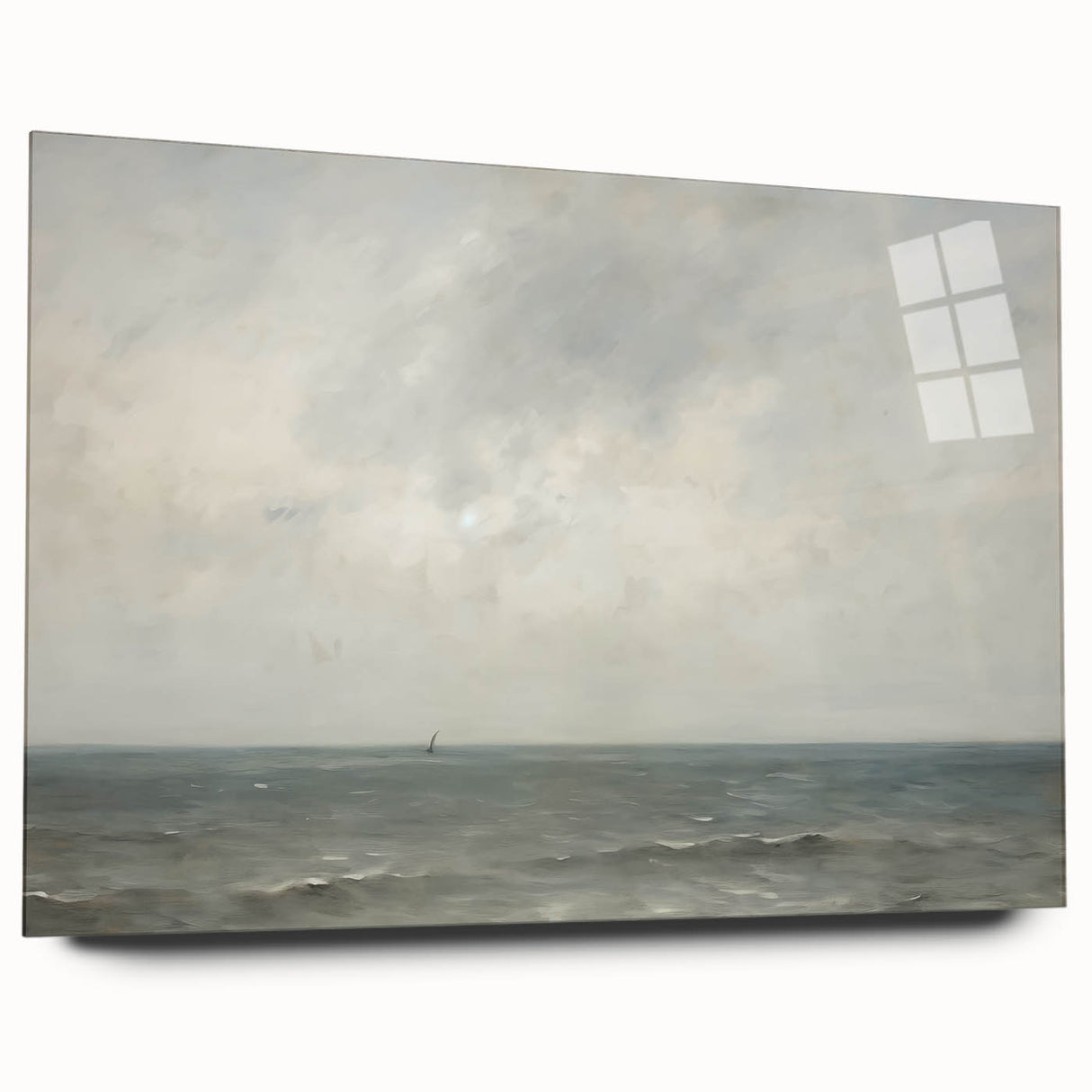 Vintage Landscape Art – Sailboat on Calm Ocean – Antique Maritime Wall Art