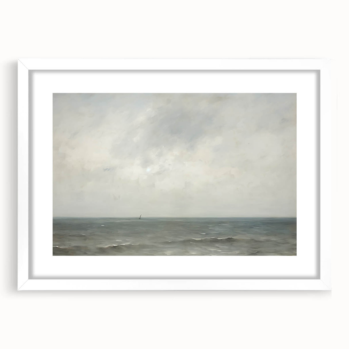 Vintage Landscape Art – Sailboat on Calm Ocean – Antique Maritime Wall Art