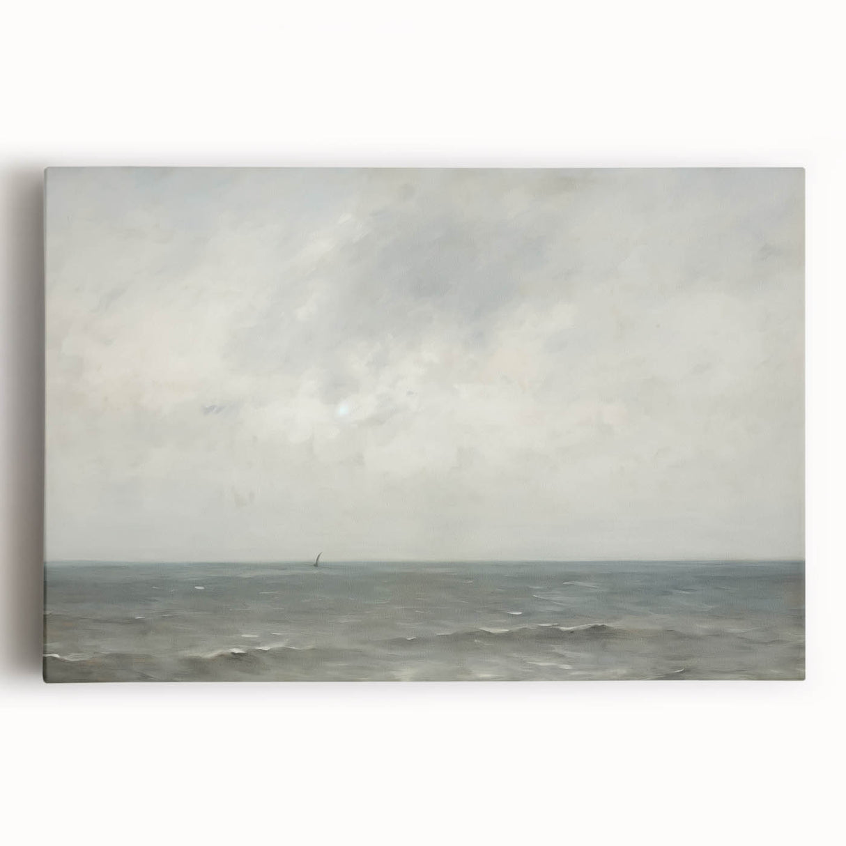 Vintage Landscape Art – Sailboat on Calm Ocean – Antique Maritime Wall Art