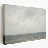 Vintage Landscape Art – Sailboat on Calm Ocean – Antique Maritime Wall Art