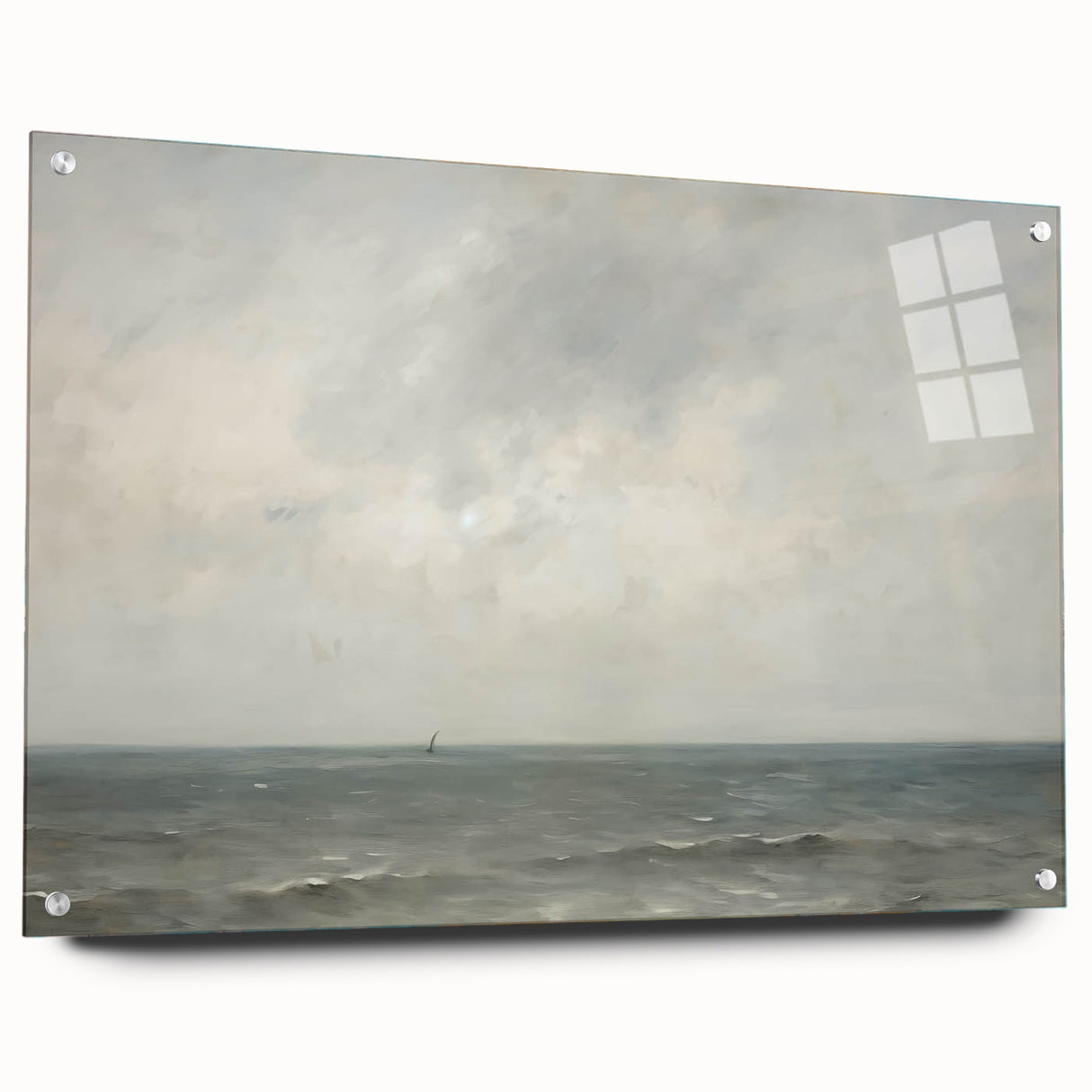 Vintage Landscape Art – Sailboat on Calm Ocean – Antique Maritime Wall Art