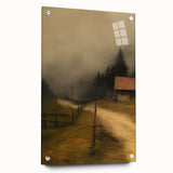 Misty Countryside Barn – Vintage Landscape Wall Art
