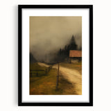 Misty Countryside Barn – Vintage Landscape Wall Art
