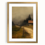 Misty Countryside Barn – Vintage Landscape Wall Art