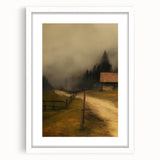 Misty Countryside Barn – Vintage Landscape Wall Art