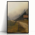Misty Countryside Barn – Vintage Landscape Wall Art
