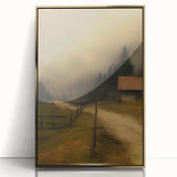 Misty Countryside Barn – Vintage Landscape Wall Art