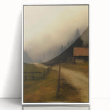 Misty Countryside Barn – Vintage Landscape Wall Art