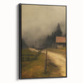 Misty Countryside Barn – Vintage Landscape Wall Art