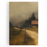 Misty Countryside Barn – Vintage Landscape Wall Art