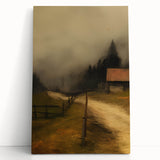 Misty Countryside Barn – Vintage Landscape Wall Art