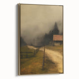 Misty Countryside Barn – Vintage Landscape Wall Art