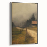 Misty Countryside Barn – Vintage Landscape Wall Art