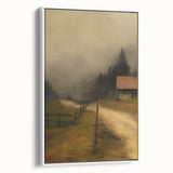 Misty Countryside Barn – Vintage Landscape Wall Art