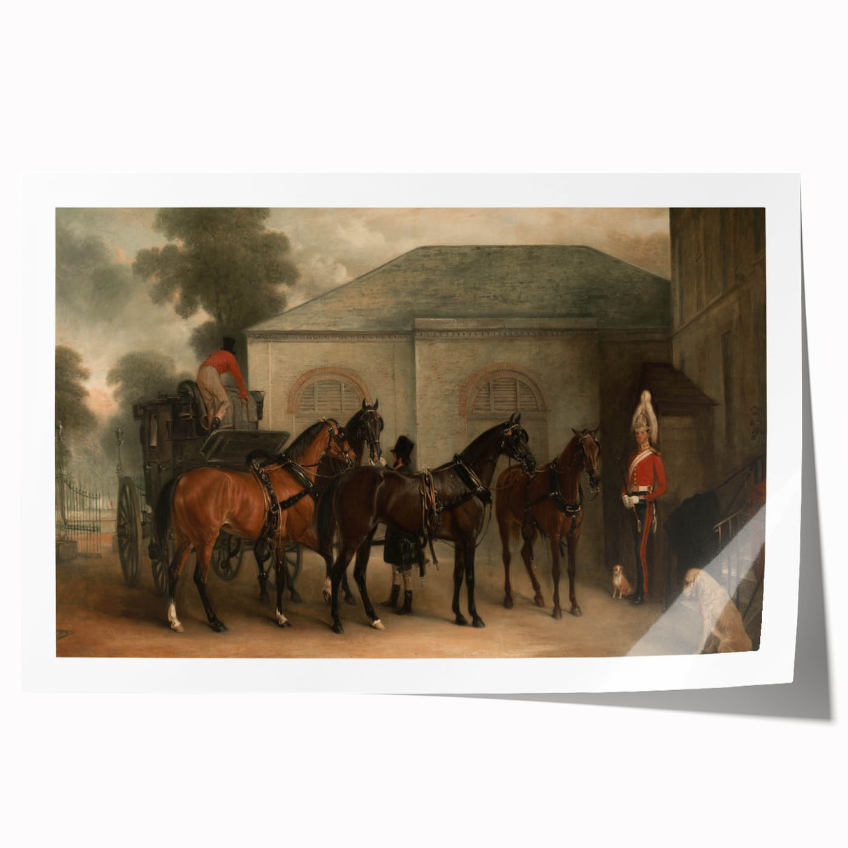 Vintage Landscape Art - Carriage with Horses