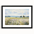 Vintage Landscape Art - Scenic Field with Flowers