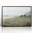 Vintage Landscape Art - Scenic Field with Flowers