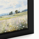 Vintage Landscape Art - Scenic Field with Flowers