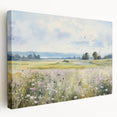 Vintage Landscape Art - Scenic Field with Flowers