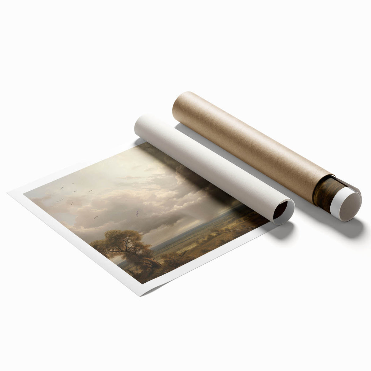 Vintage Landscape Art - Dramatic Sky over Countryside