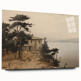 Vintage Landscape Art - Coastal House with Trees