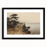 Vintage Landscape Art - Coastal House with Trees