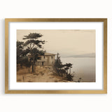 Vintage Landscape Art - Coastal House with Trees
