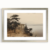 Vintage Landscape Art - Coastal House with Trees